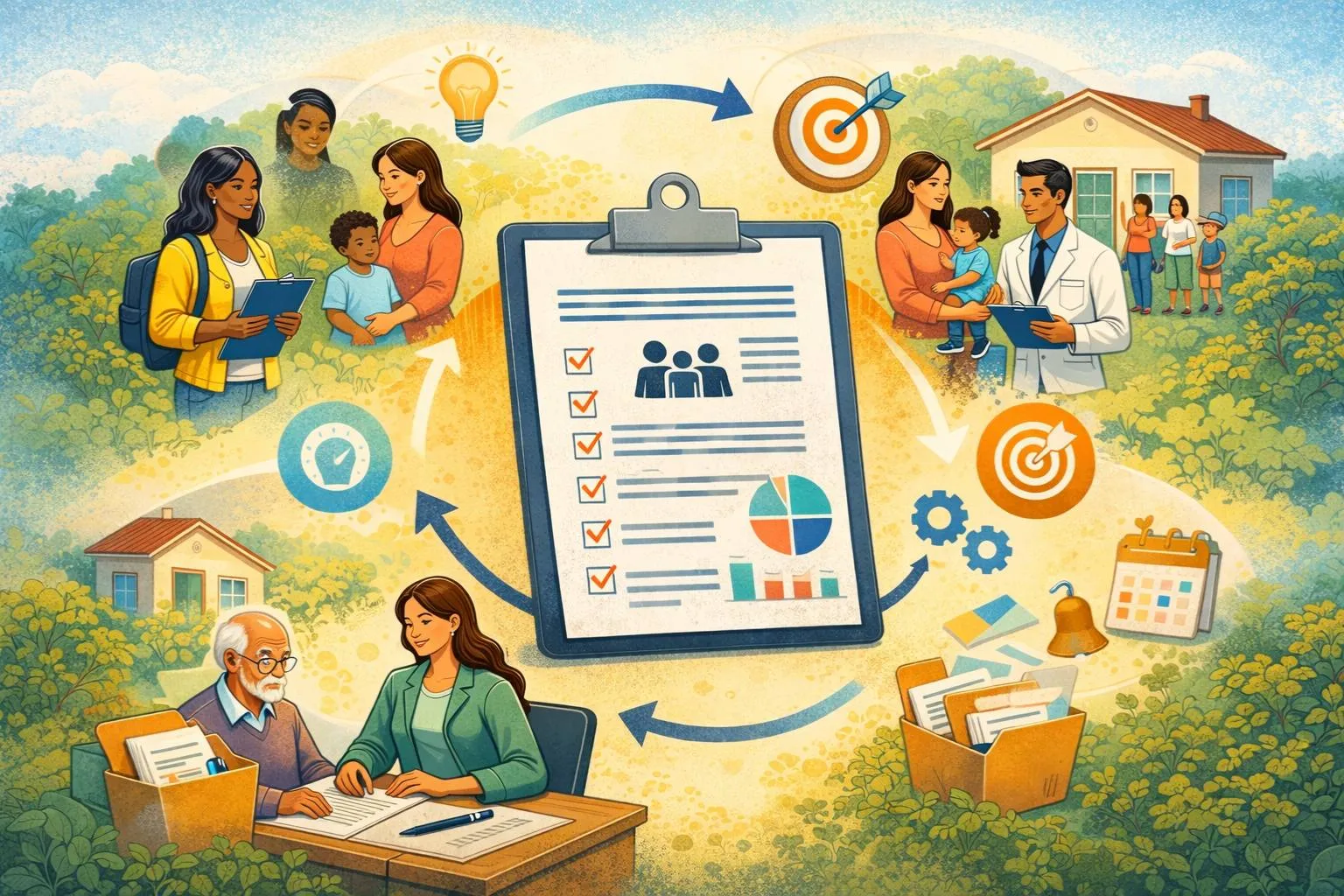Ilustração do artigo: PAIF na prática: etapas do acompanhamento familiar e quais registros são obrigatórios no SUAS