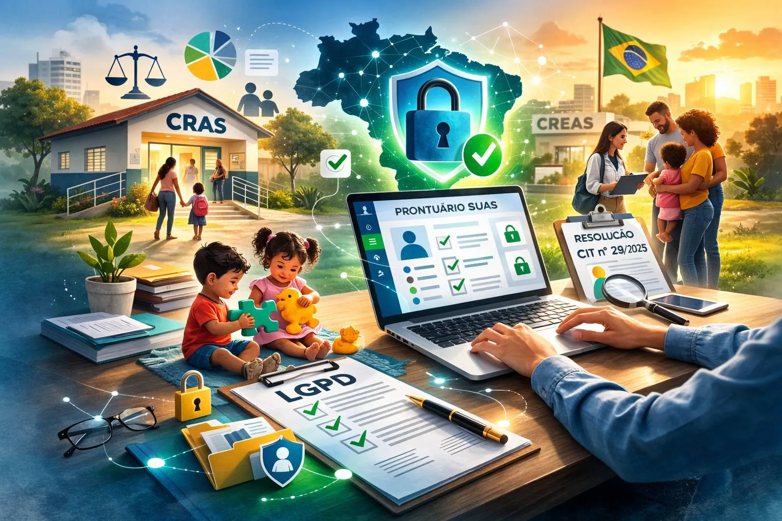Ilustração do artigo: LGPD no SUAS: Avanços e Desafios para 2026